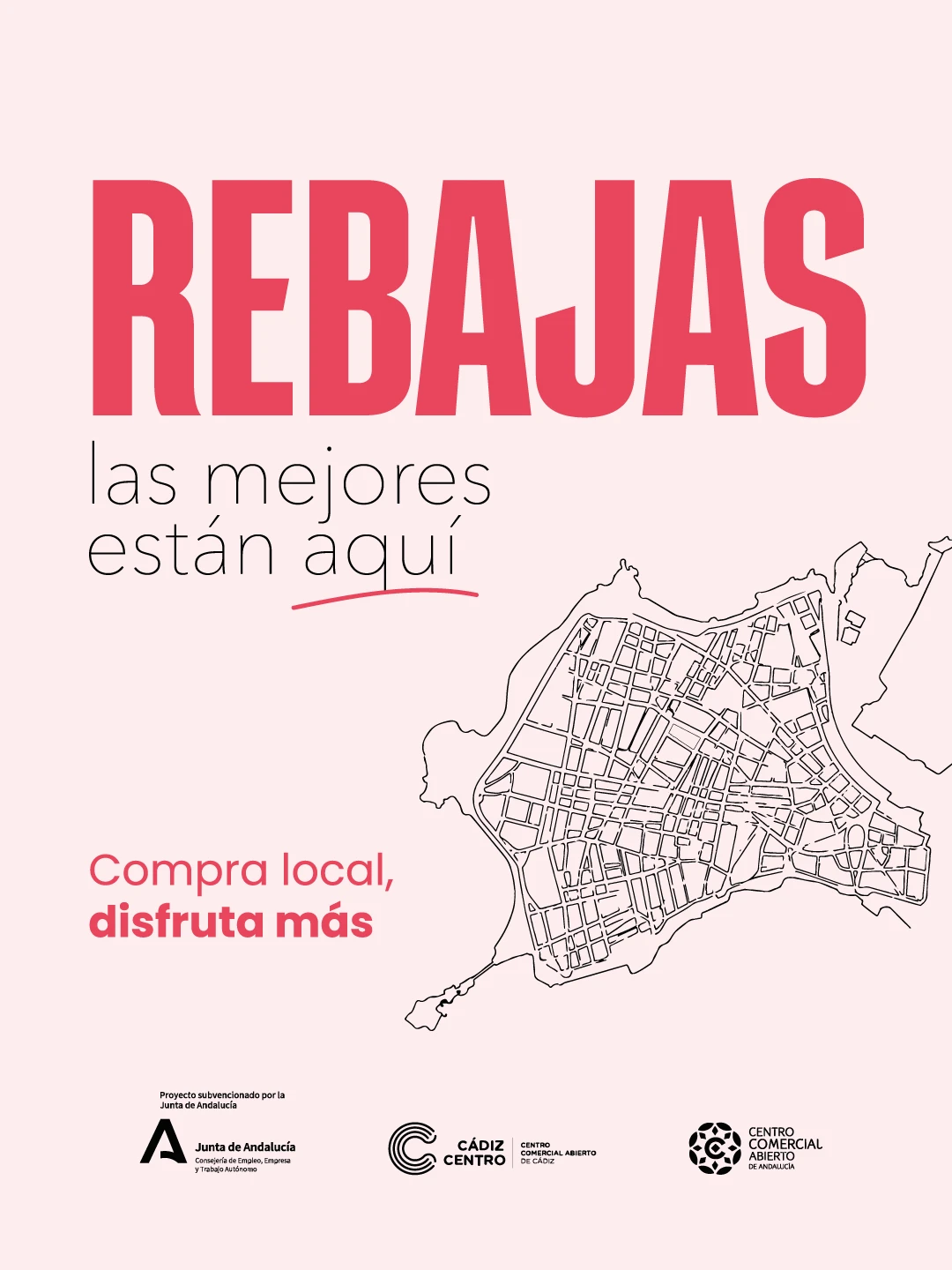 Imagen del cartel de las rebajas de verano de cádiz centro comercial abierto