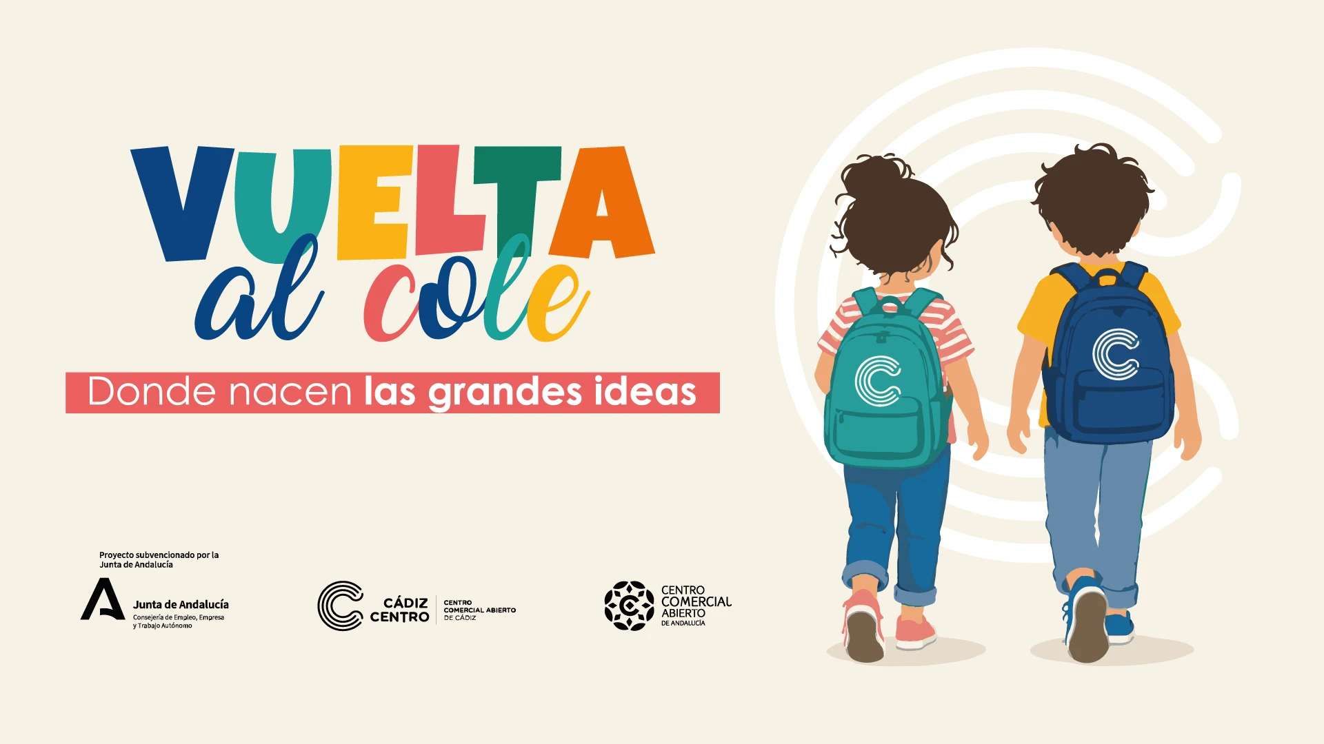 banner de la campaña de "vuelta al cole" de cádiz centro comercial abierto 2026